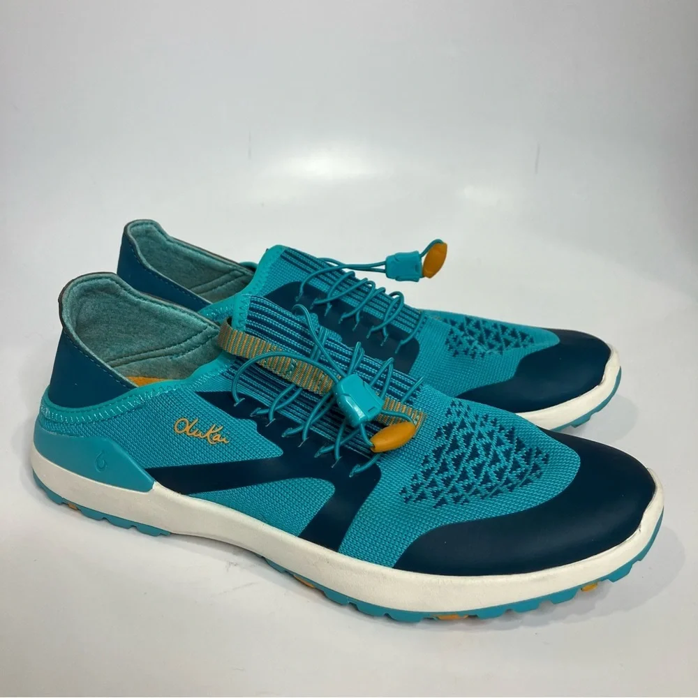 Olukai miki trainer sneakers teal casual women’s‎ size 8 bright slides